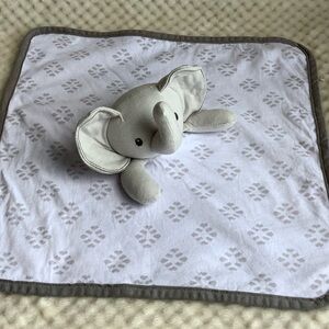 George Plush Grey Elephant Lovey Security Blanket Toy Embroidered Eyes